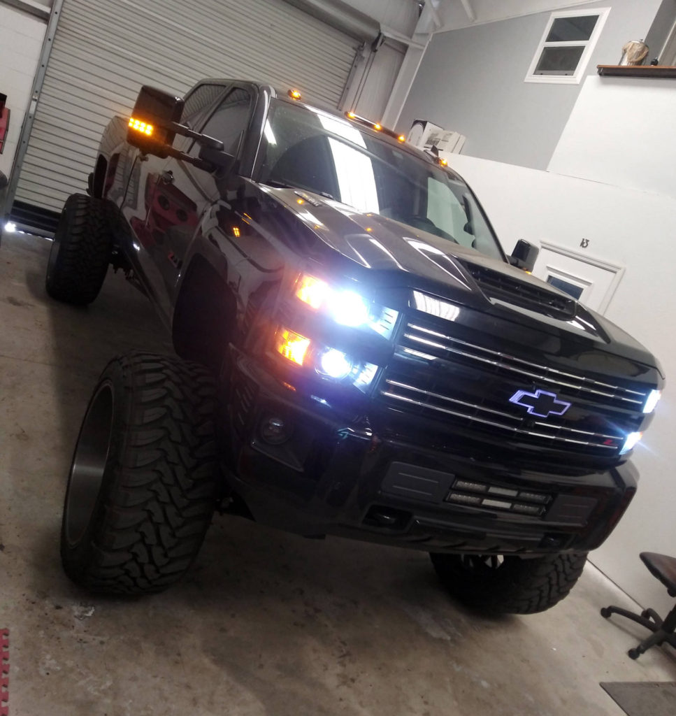 Chevy 2500 hd quad retrofit headlights custom Tampa